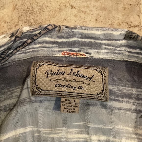 Men's Palm Island Clothing Co Short Sleeved Hawaiian Button Down Shirt Sz L - Picture 5 of 13